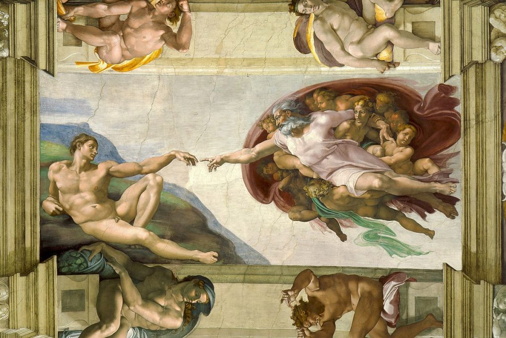 tableau  de Michel Ange, « La Création d’Adam »