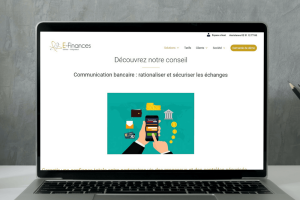 Mockup captivant du site E-Finance, affichant une interface moderne et engageante